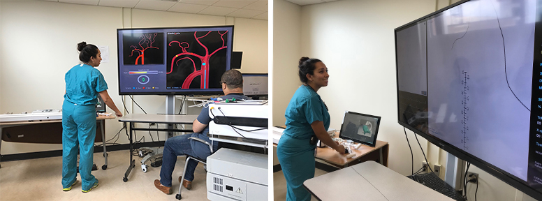Uttara Nag, MD, General Surgery Resident, on the Simbionix ANGIO Mentor Flex II Simulator
