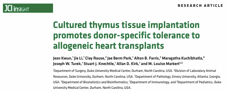 Thymus Tissue Implantation Research Article