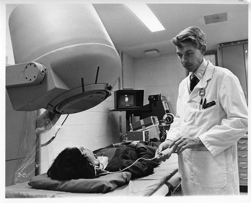 Dr. Robert H. Jones with a patient