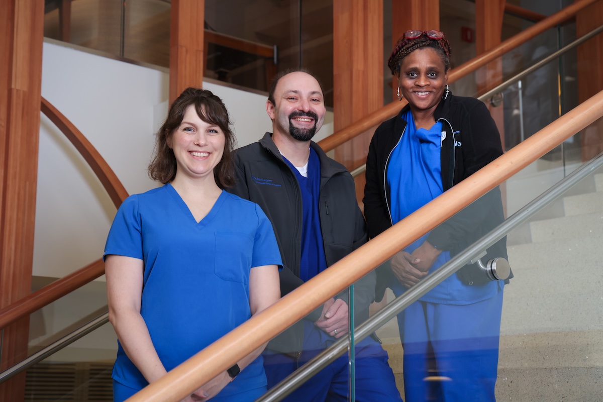 Duke HPB nurses on a staircase