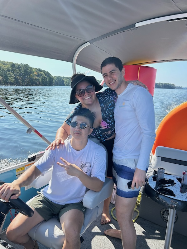 Residents on a boat