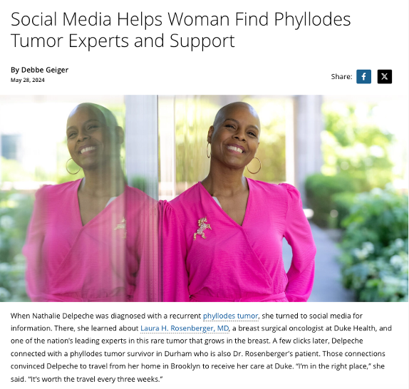 Social Media Helps Woman Find Phyllodes Tumor Experts and Support