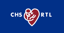 A blue background with "CHS RTL" in white, and a drawn red heart, the CHS Lab logo