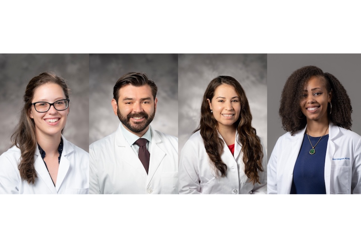 A collage of four residents headshots: Abigail Benkert, Adrian Camarena, Auri Garcia Gonzales, and Lauren West Livingston