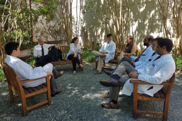 Urology students meeting outdoors
