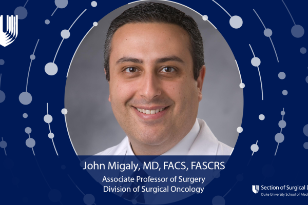 John Migaly, MD, FACS, FASCRS, Duke Surgery Vice Chair of Education