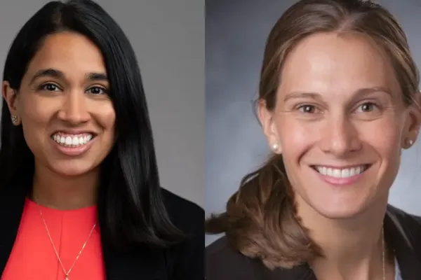 Split frame photo of Dr. Bansal (Left) and Dr. Laura Rosenberger (right)