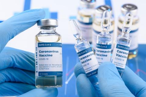 Stock photo of COVID-19 vaccine vials