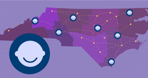 Graphic illustration of cleft lip map in NC