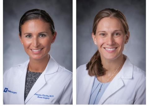 Portrait of Jennifer Plichta, MD, MS, and Laura Rosenberger, MD