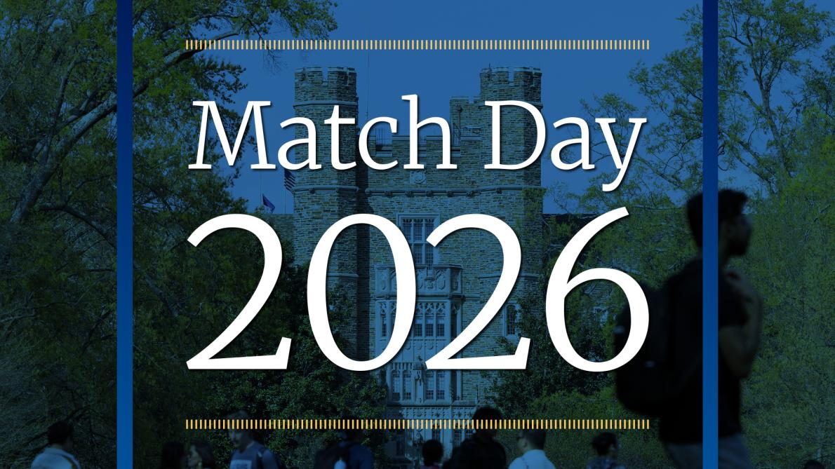 The words "Match Day 2026" are overlaid over a photo of the Duke medical school campus