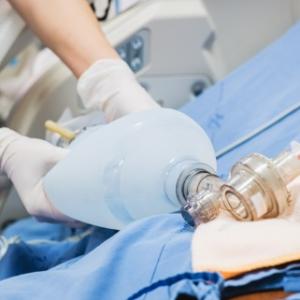 Intubated Patient Receiving Oxygen through Ambu Bag