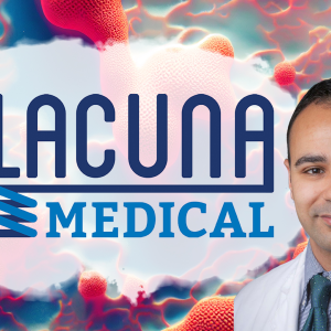 Image of Dr. Muath Bishawi and the logo for his company, Lacuna Medical