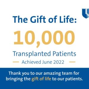 Duke Health 10000 transplants milestone graphic