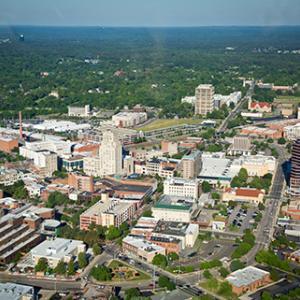 Aerial photo of downtown Durham