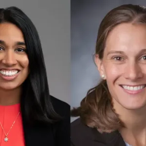 Split frame photo of Dr. Bansal (Left) and Dr. Laura Rosenberger (right)