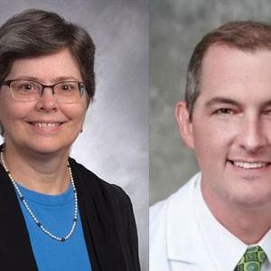 Split frame photo of Dr. Laura Hale (left) and Dr. Joseph Turek (right)