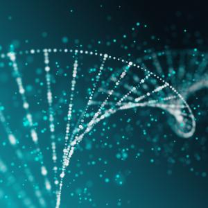 Abstract science background with DNA strands (double helix) that looks like a spiderweb.